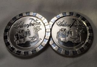 2x1oz Solid.  999 Silver Stackable Poker Chips From Silvertowne photo