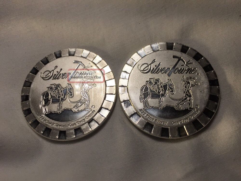 2x1oz Solid. 999 Silver Stackable Poker Chips From Silvertowne
