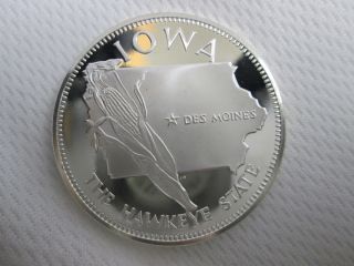 Governors Edition States Of The Union Iowa 1.  1oz Silver Medal Fm 1970 Gc9948 photo