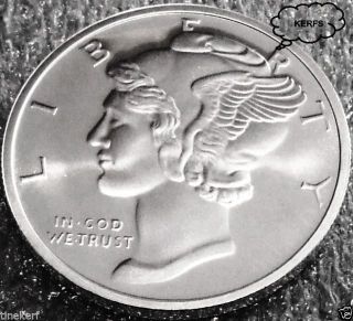 Liberty Mercury Head {uncirculated - Mint} 1 Troy Oz.  999 Pure Fine Silver photo