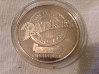 1992 All Star Game San Diego Padres Limited Edition 0292 1 Oz.  999 Silver Coin photo
