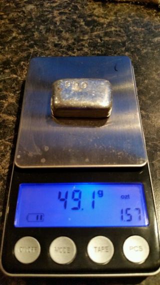 . 999 Hand Poured Silver Bar (1.  57 Ozt) Read Discription 24 Hour photo