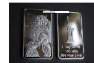 1/one Silver Clad 1 Oz Bullion Bar Statue Of Liberty 1 Ounce Silver Clad Usa Ny photo