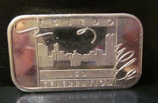 City Of Toledo - 150th Celebration - 1 Ounce.  999 Silver Bar photo