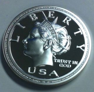 2003 Anniversary Norfed Liberty Proof $50 5 Oz Round.  999 Fine Silver Rare photo