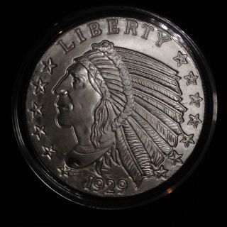 Gsm,  Liberty Indian & Eagle 1 Troy Oz.  999 Fine Silver Art Round photo