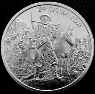 1 Oz Silver Prospector Round -.  999 Fine Silver Bullion Bu photo