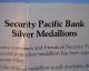 Security Pacific Bank 1 Oz Silver Medallion 