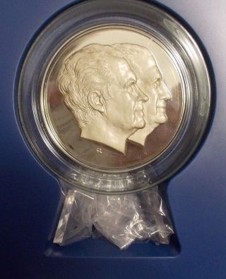1973 7 Ounces Sterling Silver Large Medal President Nixon Vp Agnew Unc photo
