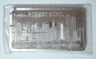 10 Oz.  Twin Towers Wall Street Mint.  999 Pure Silver Bar 9 - 11 - 01 photo