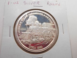 Silver Towne American Steam Locomotive One Troy Oz.  999 Pure Silver Round Rare photo