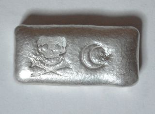1/2oz Old Hand Poured Bar.  999 Pure Silver Knights Templar (2) photo