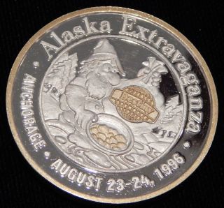 Alaska Extravaganza Destiny Telecom 1oz.  999 Fine Silver Gold Embossed Nr photo