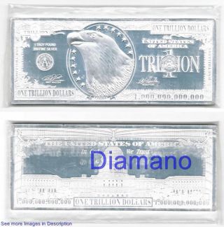 12 Troy Ounce.  999 Silver Trillion Dollar Bar One Troy Pound Silver Bar Cb001 photo