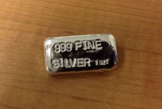 999 Fine Silver Bar 1 (one) Troy Ounce - Hand Poured Item G photo