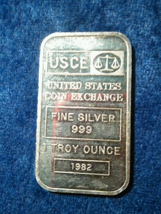 Rare Usce United States Coin Exchange 1 Troy Silver Ounce Ingot Bar photo