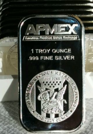 Solid Silver Bar 1 Troy Oz Apmex.  999 Fine Patriotic American Eagle Design Bu photo