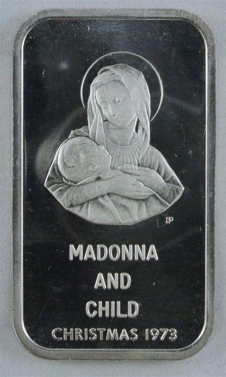 1973 Christmas Madonna & Child Silver Art Bar 1 Oz.  999 - Colonial photo