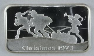 1973 Christmas Silver Art Bar 1 Oz.  999 - Liberty photo
