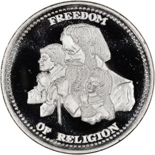 1 Oz.  Jm Silver Round - Johnson Matthey.  999 Fine - Freedom Of Religion photo