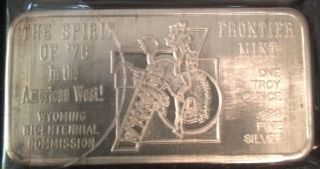 Independence Rock Wyoming 1976 Silver.  999 Pure Art Bar photo