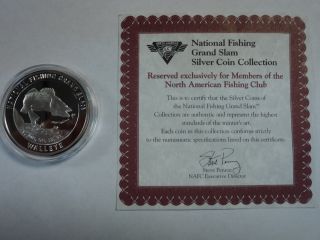National Fishing Grand Slam Walleye 1 Troy Ounce.  999 Pure Silver Coin photo