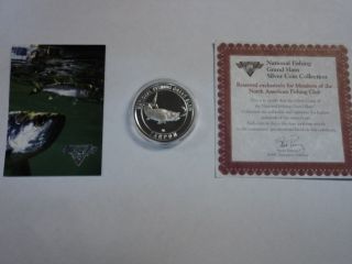 National Fishing Grand Slam Tarpon 1 Troy Ounce.  999 Pure Silver Coin W/card photo