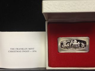 1974 Franklin Christmas Ingot.  500 Grains Sterling Silver photo
