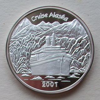 Cruise Alaska - 2001 Alaska Art Round - 1 Oz.  999 Silver photo