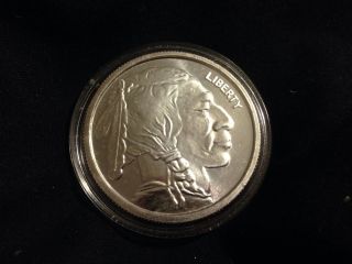 1 Troy Ounce Silver.  999 Fine Buffalo - Indian Head In Case Golden State photo