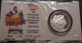 Disney Series 1/2 Ounce.  999 Fine Silver Serial 15521 - The Witch photo