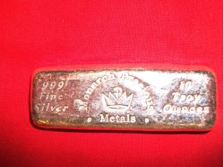 Monarch Precious Metals.  999 Fine Silver 10 Troy Ounce Bar photo