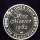 1 Oz Viva Mexico 1982.  999 Fine Silver Art Round Libertad Cap & Rays Onza Plata Silver photo 2