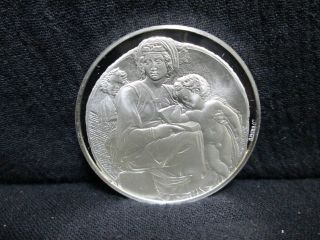 Genius Of Michelangelo Pitti Tondo 1.  4 Oz Silver Medal 1974 Gg9248 photo