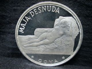 Guinea Equatorial 1970 100 Pesetas Silver Proof Goya Maja Desnuda 20g Ga9517 photo