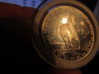 2014 Year Of The Horse Lustrous 1 Ounce.  999 Silver Round: Scarce 12.  000 Minted photo