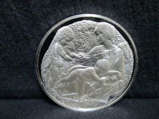 Genius Of Michelangelo Taddei Tondo 1.  4 Oz Silver Medal 1974 Gg9249 photo