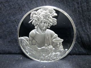 100 Greatest Masterpieces Bacchus 2.  3 Oz Silver Medal 1979 Gg9206 photo