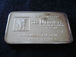 One Oz.  999 Fine Silver Bar 90th Anniversary The Drovers Bank Of Chicago 1973 photo
