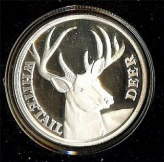 1 Oz Silver Round Deer Whitetail Hunting Seaon Good Luck Wild Animal @ R_and_l photo