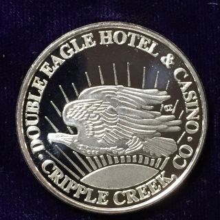 Double Eagle Hotel & Casino 1 Troy Oz.  999 Fine Silver Art Round 1996 photo