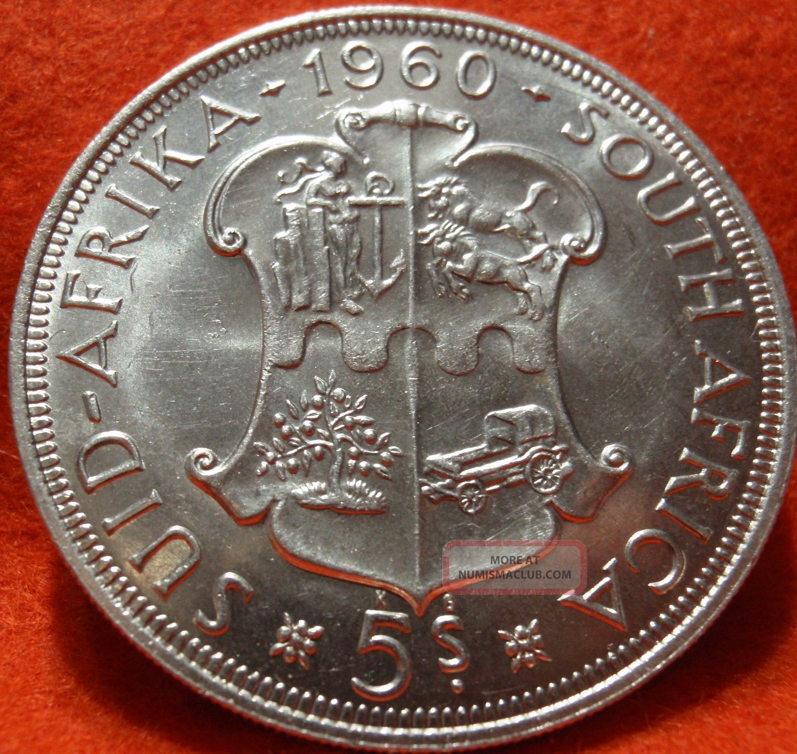 South Africa 1960 5 Shillings, Silver Crown. Very Large ...