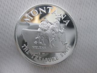 Governors Edition States Of The Union Montana 1.  1oz Silver Medal Fm 1970 Gc9956 photo