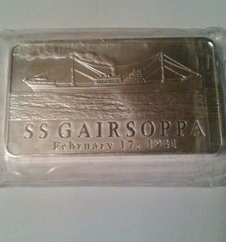 10 Troy Oz.  999 Fine Silver Bar - S.  S.  Gairsoppa Shipwreck Silver Bar W/ C.  O.  A. photo