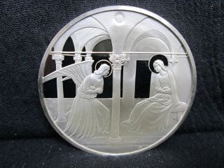 100 Greatest Masterpieces The Annunciation 2.  3 Oz Silver Medal 1975 Gc9150 photo