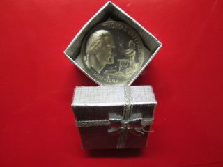 Xmas Boxed 1972 Whittnauer 1.  1 Oz Sterling Silver Thomas Jefferson Coin 2804 photo