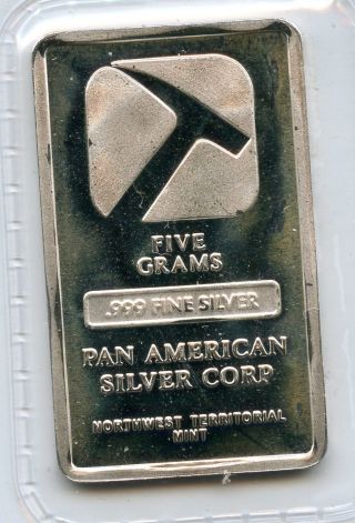 2013 Pan American 5 Gram.  999 Fine Silver Bar From photo