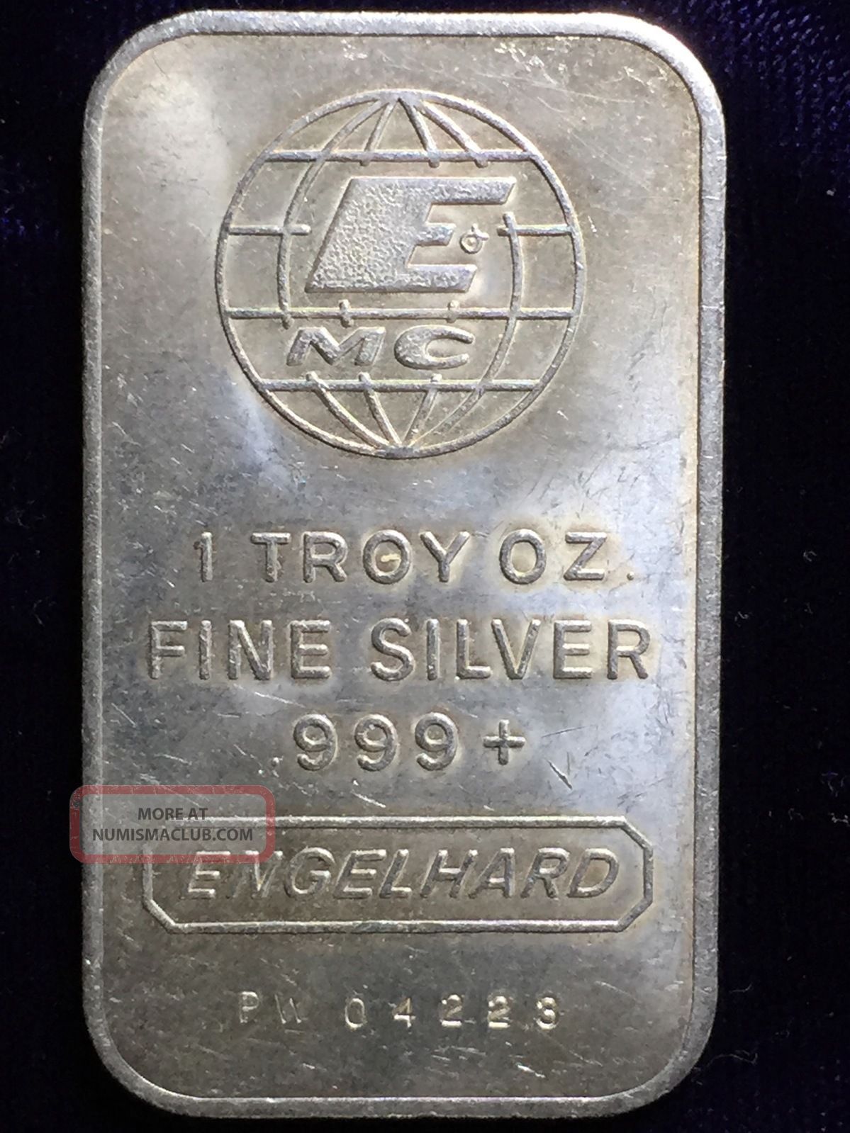 Engelhard 1 Troy Oz 999 Fine Silver Art Bar Small E Mc 1981 engelhard-1-troy-oz-999-fine-silver-art-bar-small-e-mc-1981