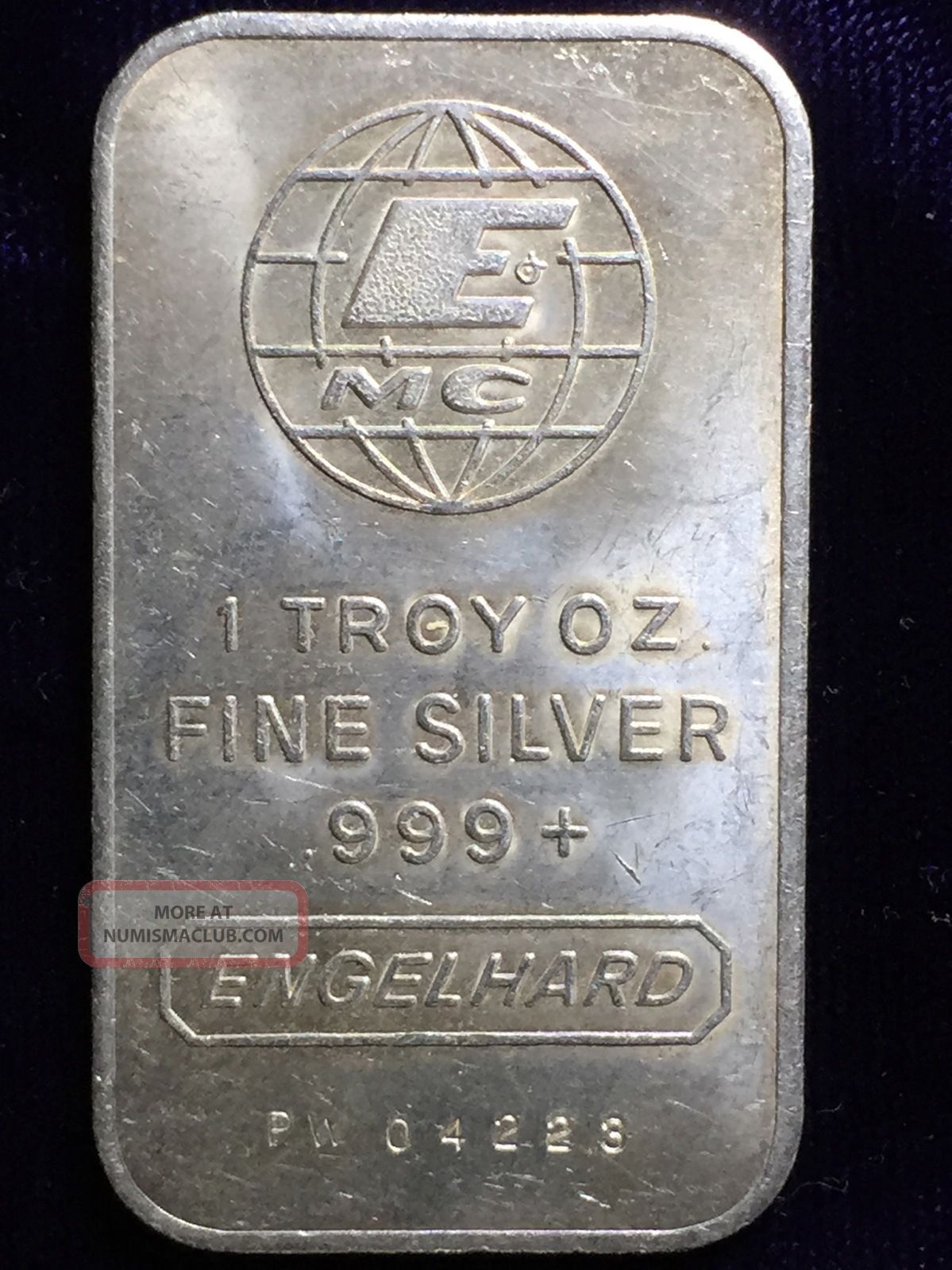 Engelhard, 1 Troy Oz. 999 Fine Silver Art Bar, Small E, Mc 1981