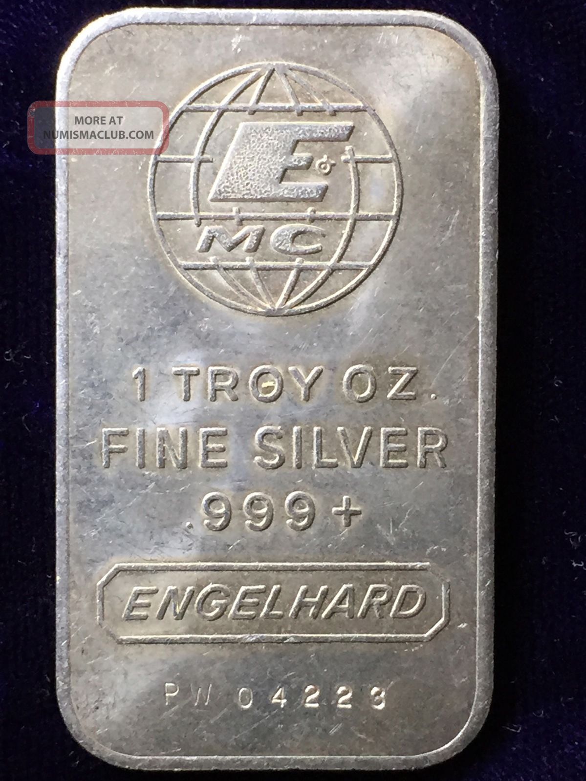 Engelhard 1 Troy Oz 999 Fine Silver Art Bar Small E Mc 1981